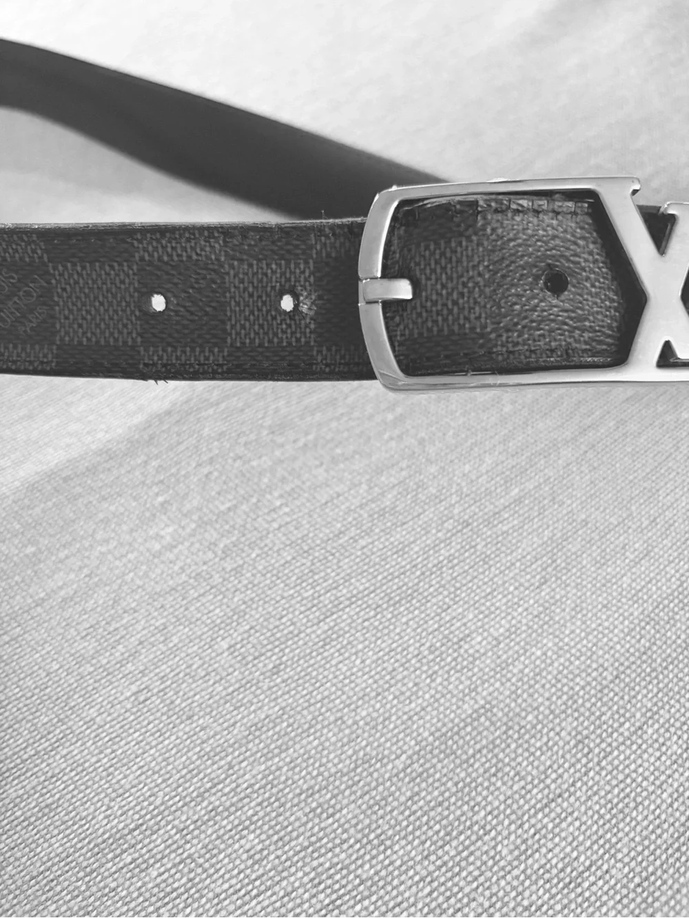Louis Vuitton Black Damier Canvas Belt with Silver LV Buckle 90/36